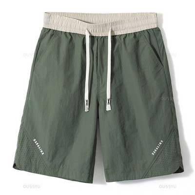 Jaunas vasaras plānas bikses Bikses Vīriešu darbs Baggy Joggers Savelkamās aukliņas Elastīga Viduklis Bermuda Ceļgals Pludmale Īsas Bikses Vīriešu Lielizmērs M-5XL