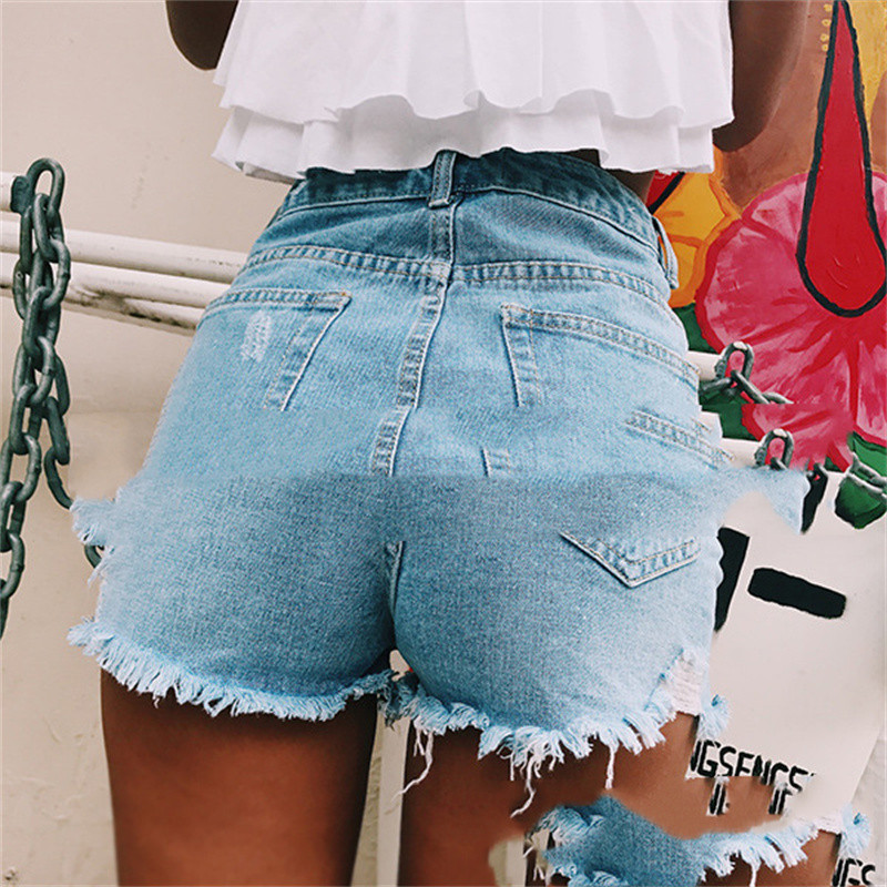 2022. gada vasara Zemas cenas Sieviešu saplēsti džinsa šorti Modes Seksīgi sānu šķēlumi Džinsi Šorti S-2XL Drop Shipping