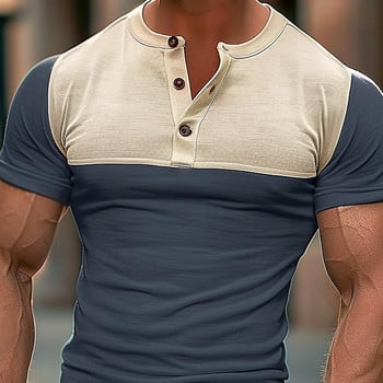 Мъжка лятна бутикова дишаща тениска с копчета за абсорбиране на пот и къс ръкав, мъжка модна тенденция, ежедневна удобна тениска с копчета за бързо съхнене