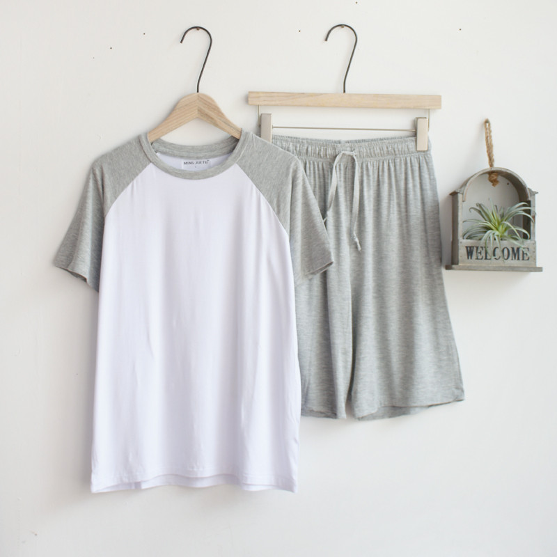 Μοντέρνες καλοκαιρινές πιτζάμες για άνδρες με λεπτή τομή φαρδιά κοντομάνικα σορτς μπορούν να φορεθούν εκτός αθλητικών ανδρικών υπνοδωματίων