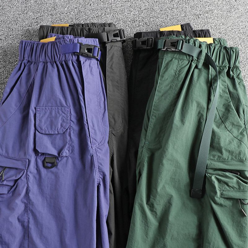 Vintage hegyi trend funkcionális cargo alkalmi rövidnadrág férfi gyorsan száradó háromdimenziós zsebes ifjúsági trend negyednadrág