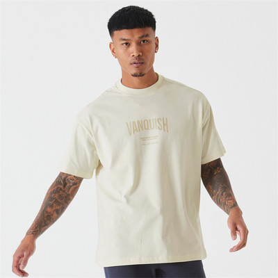 Laza pamut Fashion Férfi póló Utcai ruházat Hétköznapi nyakú, rövid ujjú felső Jogger Fitness Workout Sport férfiruházat