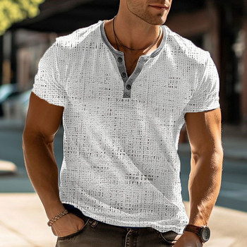 2023 Модна тенденция Тениска с копчета Мъжка лятна дишаща долна тениска Класически ретро елементи 3D отпечатано мъжко горнище с къс ръкав