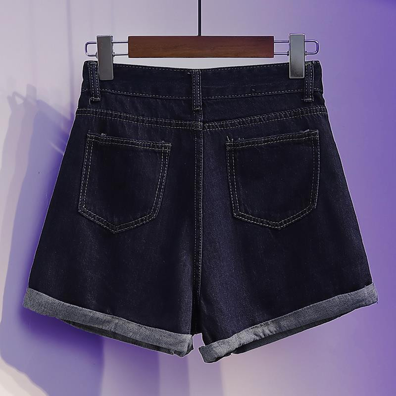 Sieviešu šorti S-5xl Džinsu Vasaras Jauns Fat Sister Augsts Viduklis Karsts Klasisks dizains Mājīgs Preppy Platas Bikses Sieviešu Ins Forši 