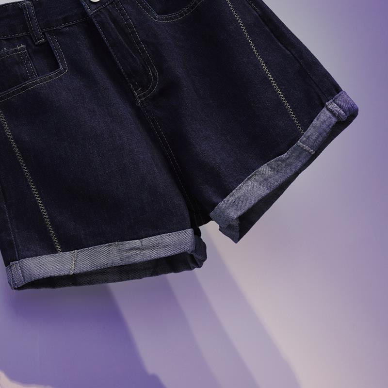 Sieviešu šorti S-5xl Džinsu Vasaras Jauns Fat Sister Augsts Viduklis Karsts Klasisks dizains Mājīgs Preppy Platas Bikses Sieviešu Ins Forši 