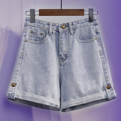 Šorti sieviešu resnā māsa ar augstu vidukli džinsa bikses ar platām kājām cauruļu brīvs dizains S-5XL Street Wear College Summer Feminino Hot Ins