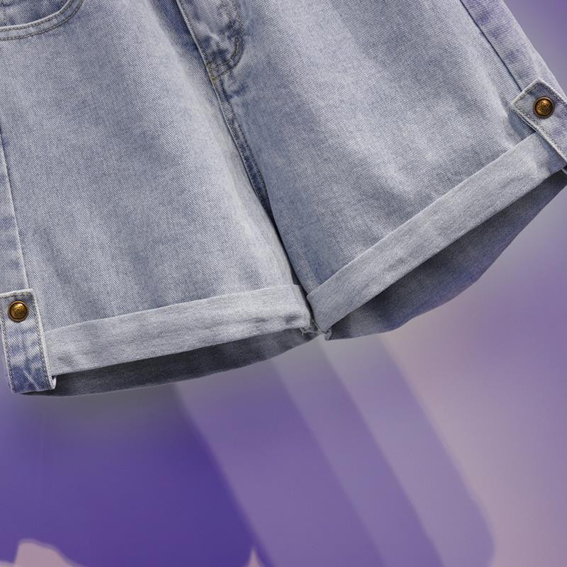 Šorti sieviešu resnā māsa ar augstu vidukli džinsa bikses ar platām kājām cauruļu brīvs dizains S-5XL Street Wear College Summer Feminino Hot Ins