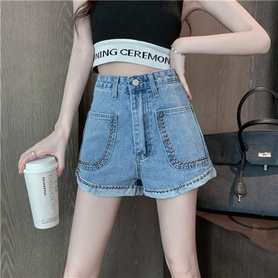 Γυναικείο σορτς με τσέπη με φαρδύ τζιν Σχέδιο με όλα τα ταιριαστά Solid College Street Wear Harajuku Breathe Summer Loose New Arrive S-5XL Hot