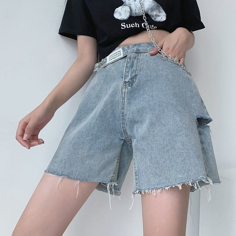 Ženske traper kratke hlače S-5XL s rupama Vintage sveučilišni japanski stil Sveobuhvatne ljetne kratke hlače visokog struka za slobodno vrijeme Popularni uniseks parovi