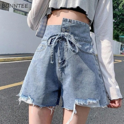 Pantaloni scurți femei stil coreean cu talie înaltă buzunare cu nasturi Prevalent All-match Solid Denim pentru petrecere a timpului liber Ins S-5XL Femein Summer Chic Nou