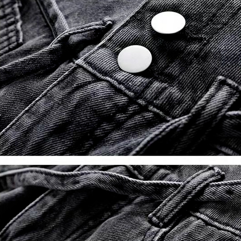 Sieviešu šorti korejiešu stila pogām ar augstu vidukli. Pogas ar augstu vidukli Pogas kabatas, izplatītas Vispārpiemērots Solid Leisure Denim Ins S-5XL Sievišķīgs vasaras šiks Jauns