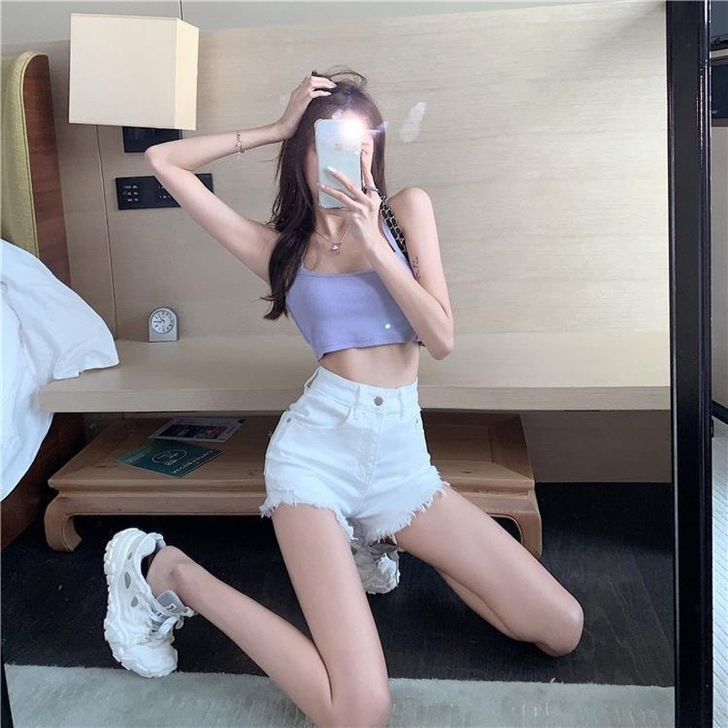 Sieviešu šorti Vasaras Mature Ins S-5XL Brīvajam laikam Visiem piemērotiem ar augstu vidukli Seksīgi džinsa audums, retro stila, moderns sieviešu Ulzzang, jaunas cietas kabatas