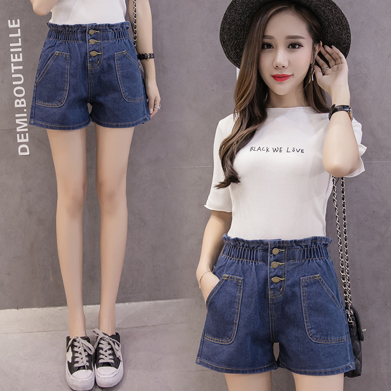 Ženske traper kratke hlače velike veličine S-5XL s rupama visokog struka s elastičnim strukom Nove ženske kratke hlače široke modne ljetne ženske kratke hlače