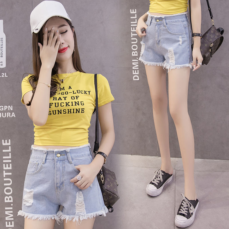 Ženske traper kratke hlače velike veličine S-5XL s rupama visokog struka s elastičnim strukom Nove ženske kratke hlače široke modne ljetne ženske kratke hlače