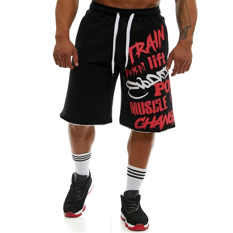 Vīrieši Jauni kokvilnas šorti Vīriešu brīvas īsās bikses Fitness kultūrisms Joger Vīriešu zīmola izturīgas sporta bikses Fitnesa treniņa īsas
