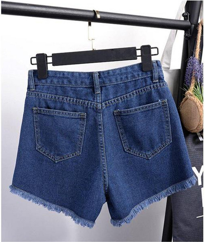 S-XXL méretű női nyári magas derekú farmer rövidnadrág, bő, szakadt bojtos fűzős nőies női Harajuku karcsú, alkalmi rövid farmernadrág