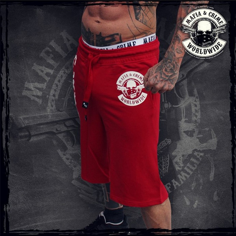 Vīriešu Šorti Vīriešu Slim Fitness Kultūrisms Joger Vīriešu Zīmola izturīgas sporta bikses Fitness Treniņbikses Modes Kokvilnas Īsās Bikses