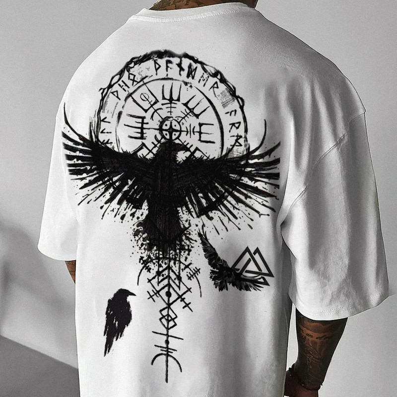 Vīriešu kokvilnas lielizmēra elpojošs T-krekls ar īsām piedurknēm vasaras ikdienas Harajuku ielas apģērba raksta fitnesa tops Y2k Tees Goth