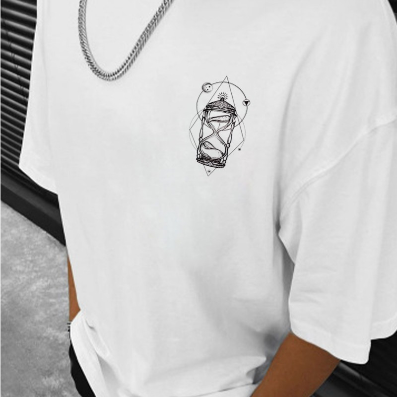 Vīriešu kokvilnas lielizmēra elpojošs T-krekls ar īsām piedurknēm vasaras ikdienas Harajuku ielas apģērba raksta fitnesa tops Y2k Tees Goth