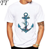 2019-es divat Férfi nyári alkalmi felsők horgony nyomott póló Alkalmi férfi felsők Csípő nyomtatott regény stílusú pólók gt098