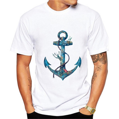 2019-es divat Férfi nyári alkalmi felsők horgony nyomott póló Alkalmi férfi felsők Csípő nyomtatott regény stílusú pólók gt098