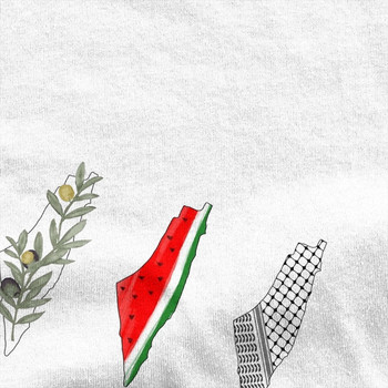Тениска с 3 карти на Палестина за мъже, жени, памучно облекло, ретро диня, палестинско кръгло деколте, къс ръкав
