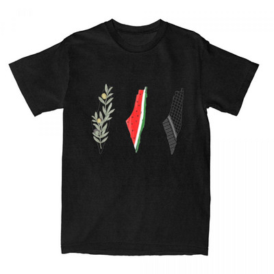 3 Palestine Maps férfi póló Női pamut ruházat Vintage görögdinnye palesztin kerek nyakú rövid ujjú