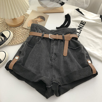 Krokoti šorti sieviešu retro gaiši zili liela izmēra modes vasaras augsta viduklis plats kāju džinsa šorti sieviešu brīvs hot girl