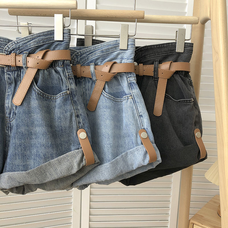 Krokoti šorti sieviešu retro gaiši zili liela izmēra modes vasaras augsta viduklis plats kāju džinsa šorti sieviešu brīvs hot girl
