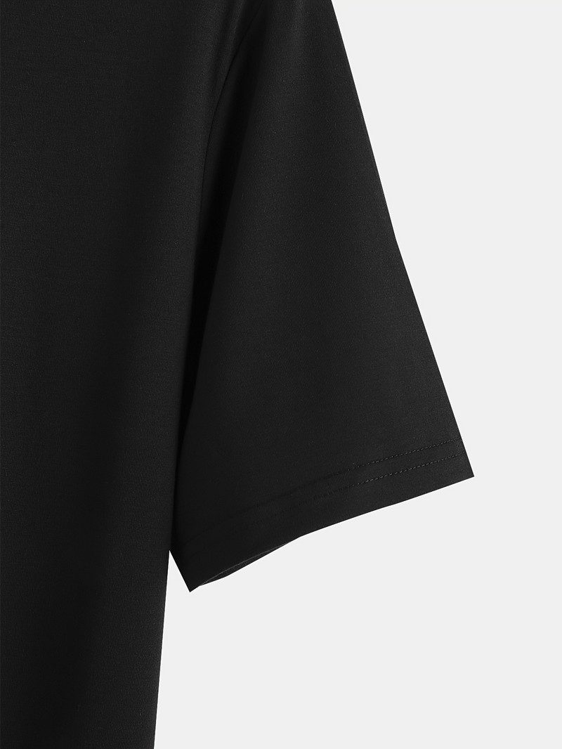 Férfi 100% pamut nyári bő szabású, alkalmi New York-i mintás kerek nyakú, rövid ujjú pólófelső