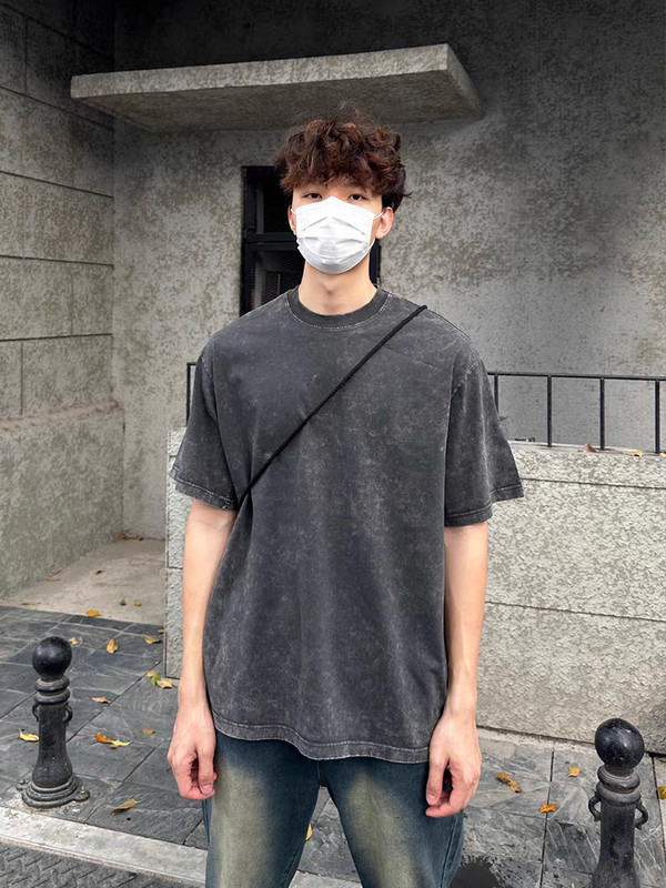 240 gsm kokvilnas vasarā mazgāts T-krekls vīriešu High Street Vintage vienkrāsains Lielizmēra T-krekls, brīvs Y2k topi ar īsām piedurknēm unisex krekls