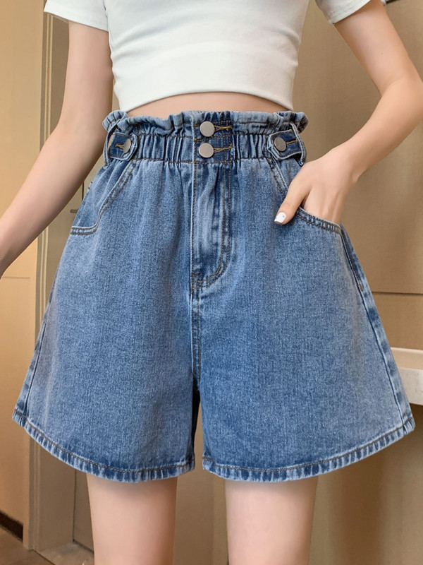 2024. g. vasara sievietēm, jauni šorti ar augstu vidukli, somīgi sieviešu šorti, plati, īsi džinsi, īsās bikses. Sieviešu ikdienas džinsa šorti K35