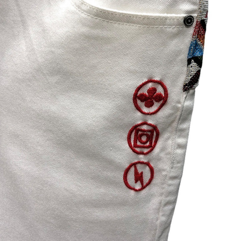 Pantaloni scurți din denim noi de vară, cusături, broderii, rupte până la genunchi, alb, negru, retro, albastru, blugi de înaltă calitate.