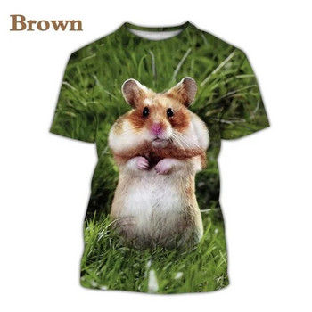 Тениска с 3D принт с животни, сладък хамстер за мъже, ежедневни тениски с къс ръкав, забавни тениски, улично облекло, деца, момчета, момичета, големи тениски