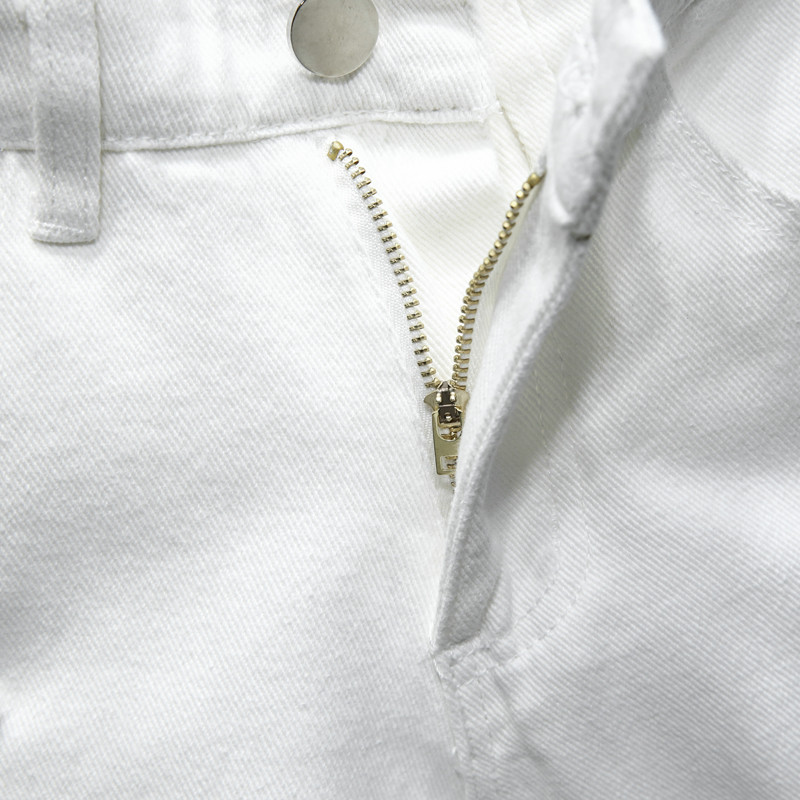 jauni balti džinsi šorti vīriešiem Ripped Hole Frayed Garums ceļgaliem klasisks vienkāršs Mode Ikdienišķs Slim džinsu šorti Vīriešu augstas kvalitātes