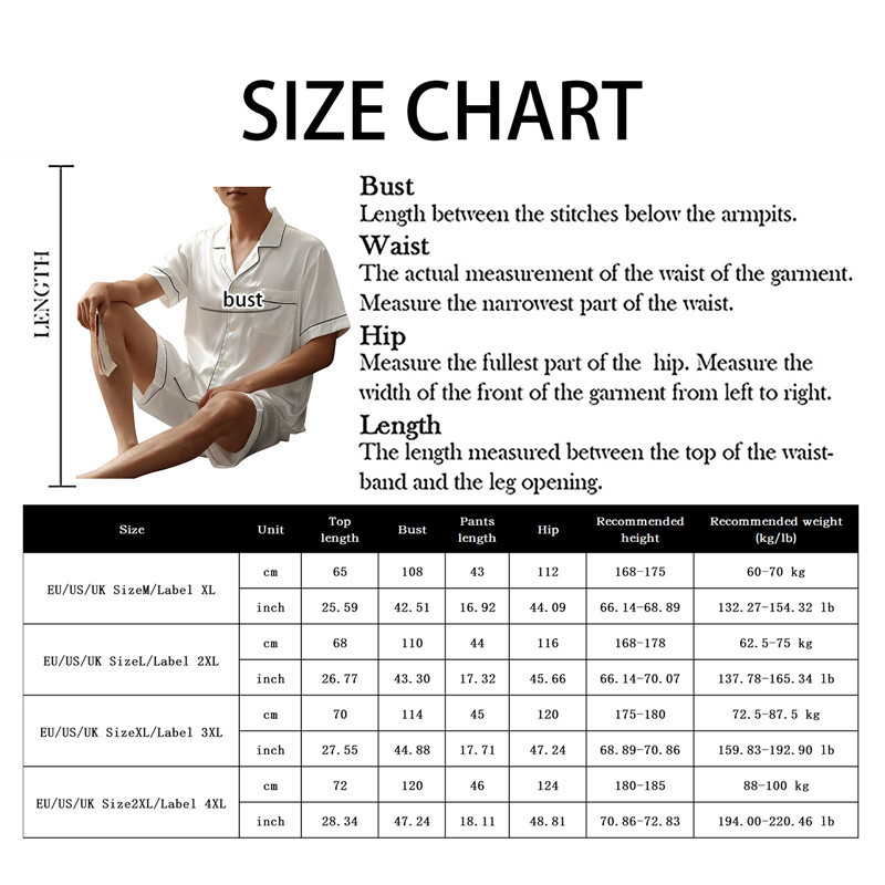 Nove ljetne muške pidžame velike veličine Svileni muški kompleti pidžama Kratke hlače Saten kratkih rukava Odjeća za spavanje Kućna pidžama Noćna odjeća Salonske odjeće