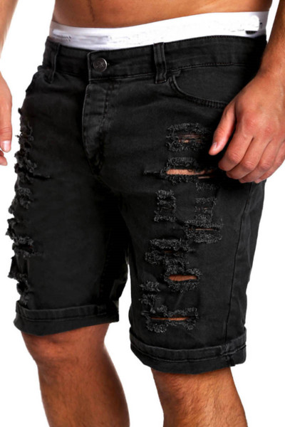 Vīriešu džinsa Chino modes šorti Mazgāti džinsa puika Skinny Runway īsi vīriešu džinsu šorti homme Destroyed Ripped Jeans Plus Size