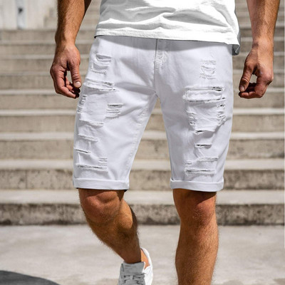 2024 Нова мода Мъжки скъсани къси дънки Маркови дрехи Бермудски летни памучни шорти Дишащи дънкови шорти Shorts Hommes