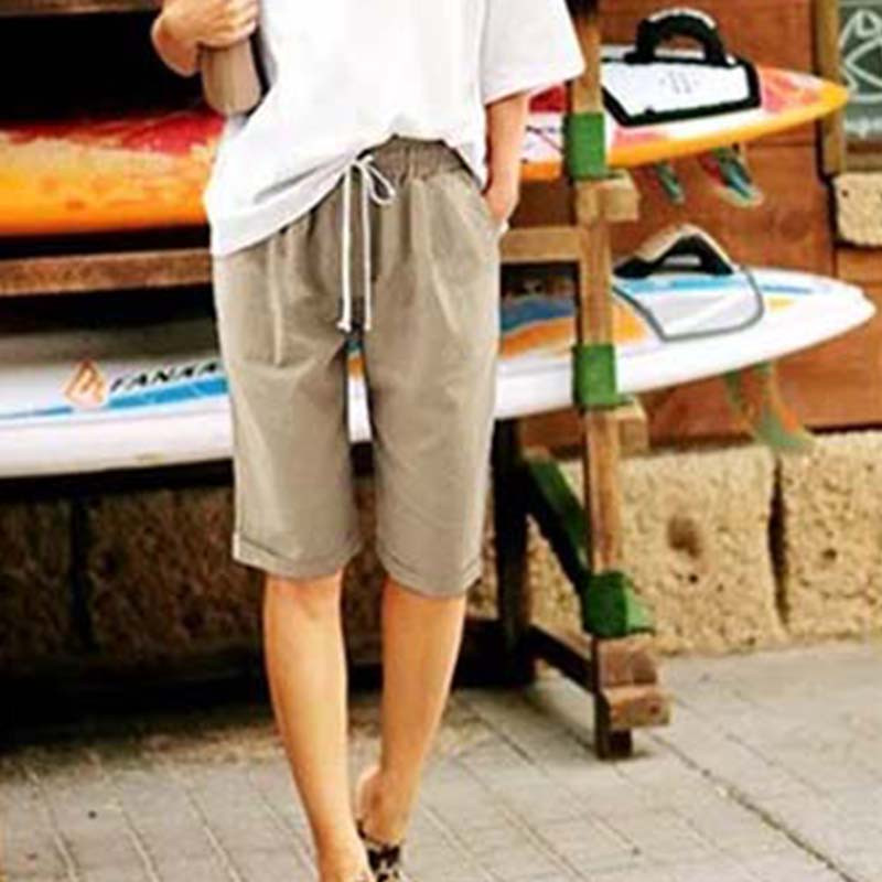 Sieviešu kokvilnas šorti Ikdienišķas, masīvas, plānas kabatas bikses