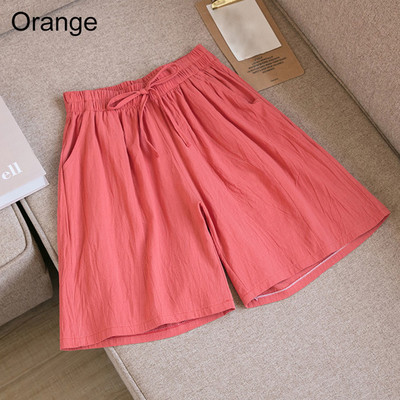Suvine puuvillane linane lahtised naiste lühikesed püksid vabaaja sirged lühikesed püksid Harajuku elastne vöökoht lai jalg põlve pikkusega lühikesed püksid naistele