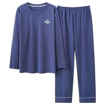 Pavasara rudens vīriešu kokvilnas pidžamas komplekts Modes ikdienas rūtains guļamveļa uzvalks mājas apģērbs brīvs mājas apģērbs liela izmēra 3XL