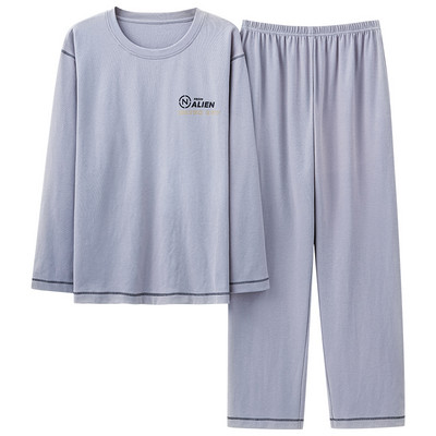 Pavasara rudens vīriešu kokvilnas pidžamas komplekts Modes ikdienas rūtains guļamveļa uzvalks mājas apģērbs brīvs mājas apģērbs liela izmēra 3XL