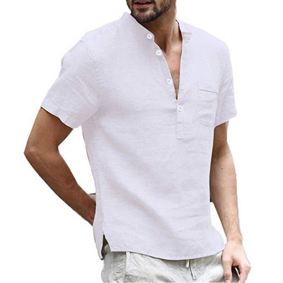 Suvine uus meeste lühikeste varrukatega T-särk puuvillane ja linane Led Casual meeste T-särk Meeste hingav S-3XL