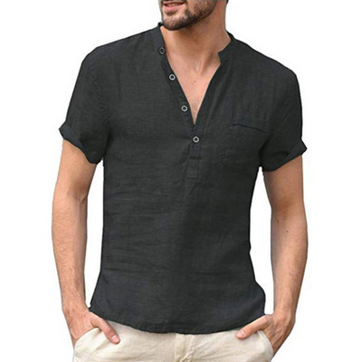 Suvine uus meeste lühikeste varrukatega T-särk puuvillane ja linane Led Casual meeste T-särk Meeste hingav S-3XL