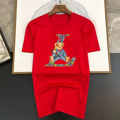 Staigājoša truša raksta apdruka Kokvilna ar īsām piedurknēm vīriešu ielas luksusa zīmola T-krekli brīvi lielizmēra t-krekli, elpojoši, mīksti S-7XL