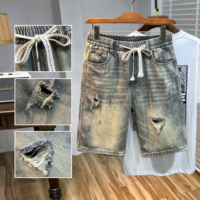 Férfi farmer rövidnadrágok nyári ruhák divatos egyenes Y2k nadrágok Korea táskás vintage rövid bermuda farmer Utcai ruházat