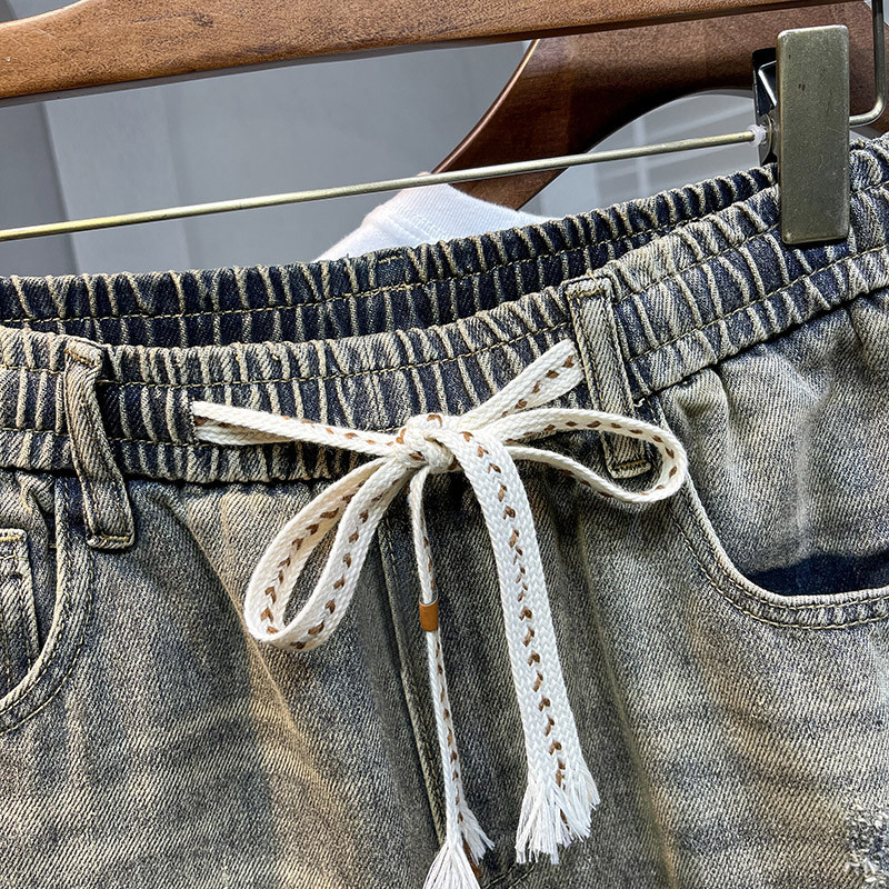 Férfi farmer rövidnadrágok nyári ruhák divatos egyenes Y2k nadrágok Korea táskás vintage rövid bermuda farmer Utcai ruházat