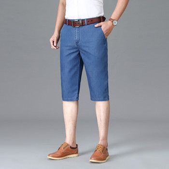 Καλοκαιρινό λεπτό επαγγελματικό τζιν κομμένο παντελόνι για άντρες Φαρδιά ίσια εφαρμογή Stretch casual σορτς πάνω από το γόνατο Ανδρικά επώνυμα ρούχα