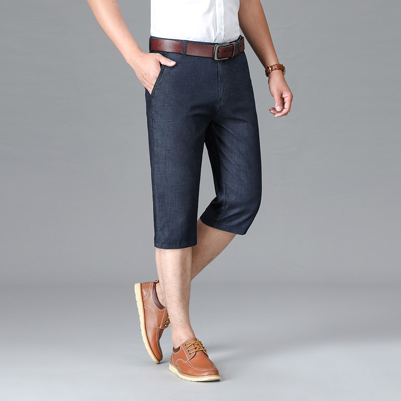 Ljetne tanke poslovne traper skraćene hlače za muškarce široke ravne rastezljive ležerne kratke hlače iznad koljena muška marka odjeće