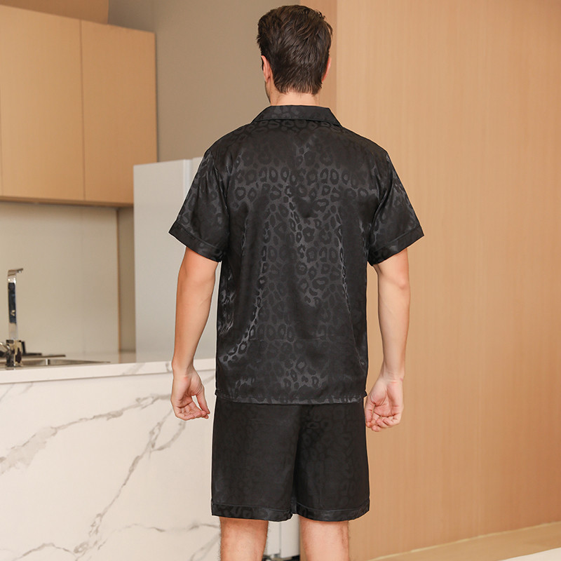 Férfi pizsama rövid ujjú nyári jégselyem otthoni ruha férfi nyári alkalmi vékony kardigán szett otthoni ruhaként is hordható
